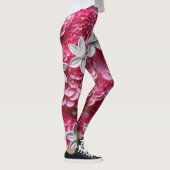 Heet Roze en Wit Bloemen Leggings: Bold Elegance Leggings (Rechts)