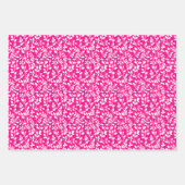 Heet roze en wit bloemmotief inpakpapier vel (Voorkant)