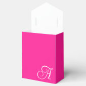 Heet Roze en Wit Curly Script Monogram Bedankdoosjes (Geopend)