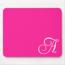 Heet Roze en Wit Curly Script Monogram