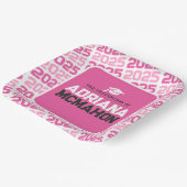 Heet Roze en Wit Gepersonaliseerd Afstuderen Papieren Bordje (Gebogen)
