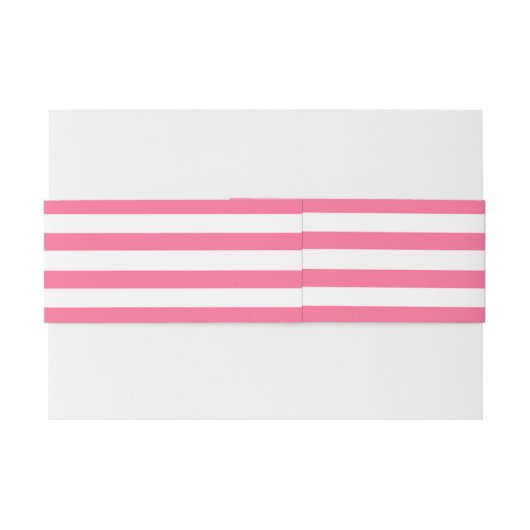 Heet Roze en Wit Gestreepte Invitation Belly Band Uitnodigingen Wikkel (Achterkant Voorbeeld)