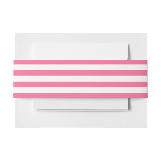 Heet Roze en Wit Gestreepte Invitation Belly Band Uitnodigingen Wikkel (Voorkant Voorbeeld)