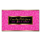Heet roze en wit glitterpatroon visitekaartje magneet (Voorkant)