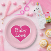 Heet Roze en Wit Hart Baby Liefde Papier Bord (Feest)