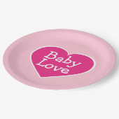 Heet Roze en Wit Hart Baby Liefde Papier Bord (Gekanteld)