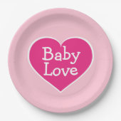 Heet Roze en Wit Hart Baby Liefde Papier Bord (Voorkant)