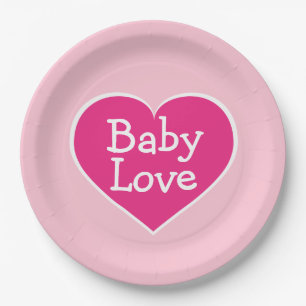 Heet Roze en Wit Hart Baby Liefde Papier Bord