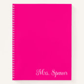 Heet Roze en Wit Leraar Naam Notitieboek (Voorkant)