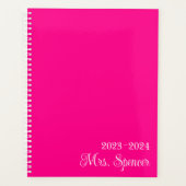 Heet Roze en Wit Leraar Naam Planner (Voorkant)