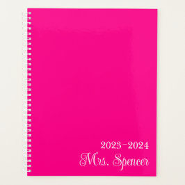 Heet Roze en Wit Leraar Naam Planner