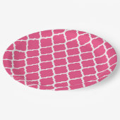 Heet Roze en Wit Marokkaans Quatrefoil Papieren Bordje (Gekanteld)