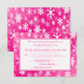 Heet Roze en Wit Sneeuwvlokken Antwoorden Kaart (Voorkant / Achterkant)