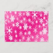 Heet Roze en Wit Sneeuwvlokken Antwoorden Kaart (Achterkant)