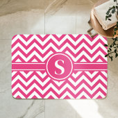 Heet Roze En Witte Chevron Monogram Badmat