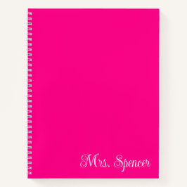 Heet roze en witte docentennaam notitieboek