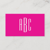 Heet roze en witte eenvoudige drieletter-monogram visitekaartje (Voorkant)