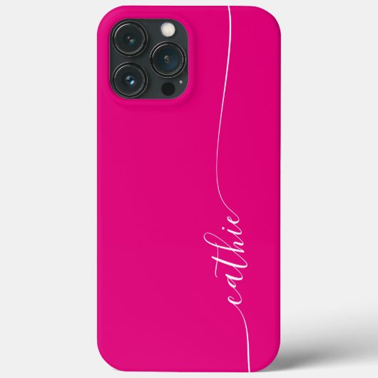 Heet roze en witte elegante glam signature Case-Mate iPhone case (Achterkant)