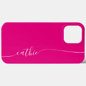 Heet roze en witte elegante glam signature Case-Mate iPhone case (Achterkant (horizontaal))