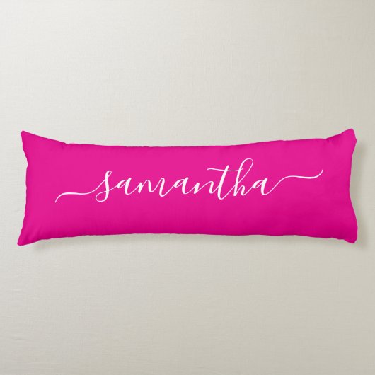 Heet roze en witte elegante script handtekening na lichaamskussen (Voorkant)