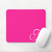 Heet roze en witte gekrulde script monogram muismat (Met muis)