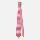 Heet Roze en Witte Harten Argyle Patroon Stropdas (Voorkant)