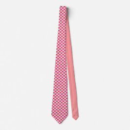 Heet Roze en Witte Harten Argyle Patroon Stropdas