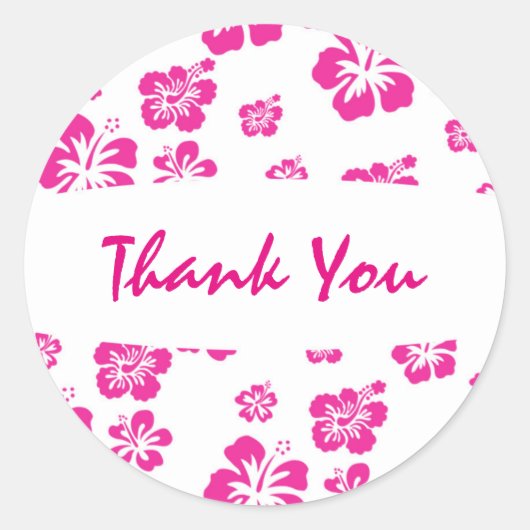 Heet roze en witte hibiscus bloem favor sticker (Voorkant)