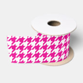 Heet Roze en Witte Houndstooth Satijnen Lint (Spoel)