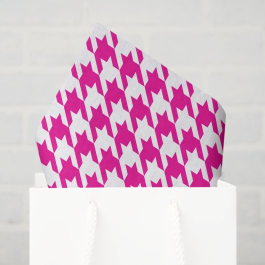 Heet roze en witte houndstooth tissuepapier (Cadeauzakje)