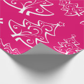 Heet Roze en Witte Kerstbomen Patroon Cadeaupapier (Hoek)