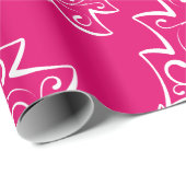Heet Roze en Witte Kerstbomen Patroon Cadeaupapier (Rol Hoek)