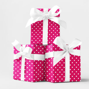 Heet roze en witte kleine polkadots cadeaupapier