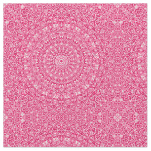 Heet Roze en Witte Mandala Patroon Stof