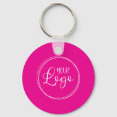 Heet Roze en Witte Minimalistische QR-code Sleutelhanger (Voorkant)