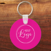 Heet Roze en Witte Minimalistische QR-code Sleutelhanger (Voorkant)