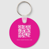 Heet Roze en Witte Minimalistische QR-code Sleutelhanger (Achterkant)