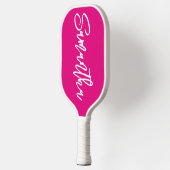 Heet roze en witte moderne penseellettertype pickleball paddle (Links)
