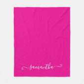 Heet Roze en Witte Mooie Handtekening Naam Fleece Deken (Voorkant)