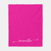 Heet Roze en Witte Mooie Strik Handtekening Naam Fleece Deken (Voorkant)