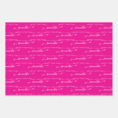 Heet Roze en Witte Prettig Kerstmis Schattig Strik Inpakpapier Vel (Voorkant 3)