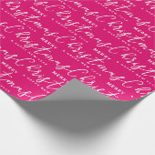 Heet Roze en Witte Prettig Kerstmis Woord Kunst Cadeaupapier (Hoek)