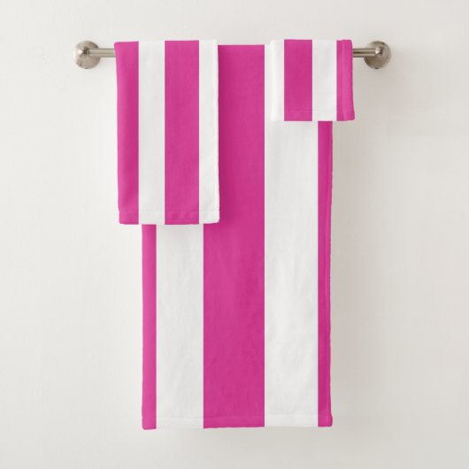 Heet Roze en Witte Strepen Bad Handdoek (Insitu)