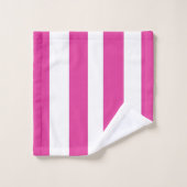 Heet Roze en Witte Strepen Bad Handdoek (Wasdoekje)