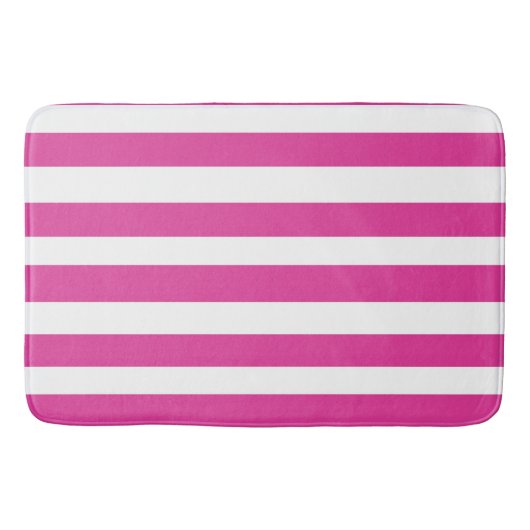 Heet roze en witte strepen badmat (Voorkant)