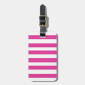 Heet roze en witte strepen bagagelabel (Voorkant verticaal)