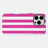 Heet Roze en Witte Strepen iPhone Hoesje (Achterkant horizontaal)