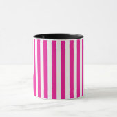 Heet roze en witte verticale strepen minimalistisc mok (Midden)