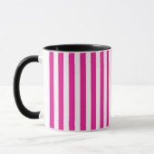 Heet roze en witte verticale strepen minimalistisc mok (Links)