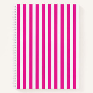 Heet roze en witte verticale strepen minimalistisc notitieboek